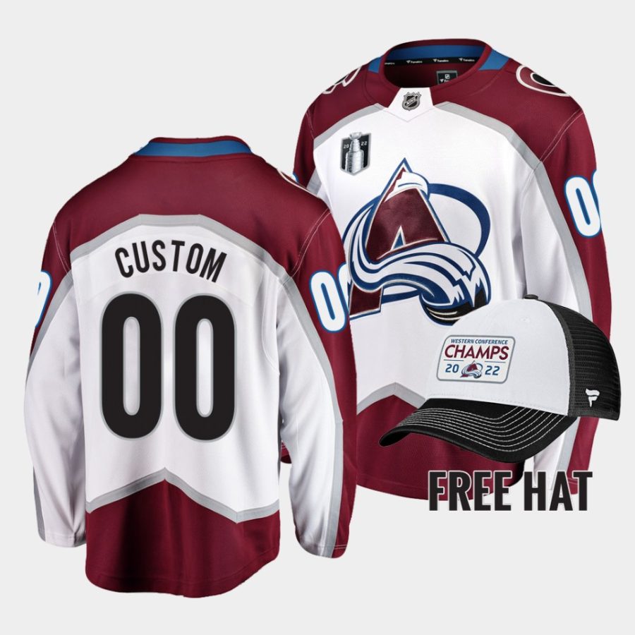 custom avalanche 2022 central division champions white away men jersey