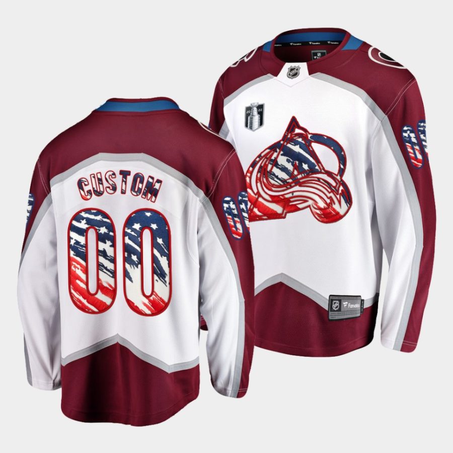 custom avalanche white independence day stars stripes flag jersey