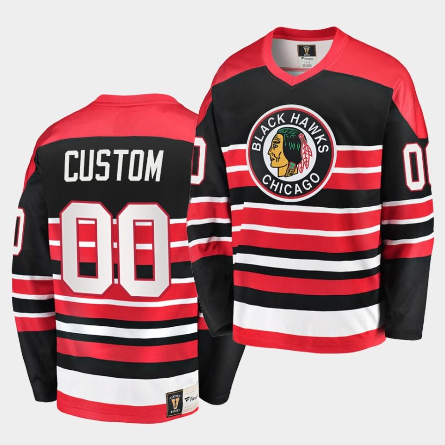 custom blackhawks black red heritage vintage premier jersey