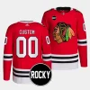 custom blackhawks red 2023 24authentic home rocky patch jersey