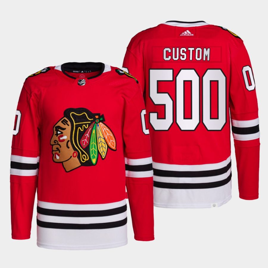 custom blackhawks red honor fleury 500 wins special authentic jersey