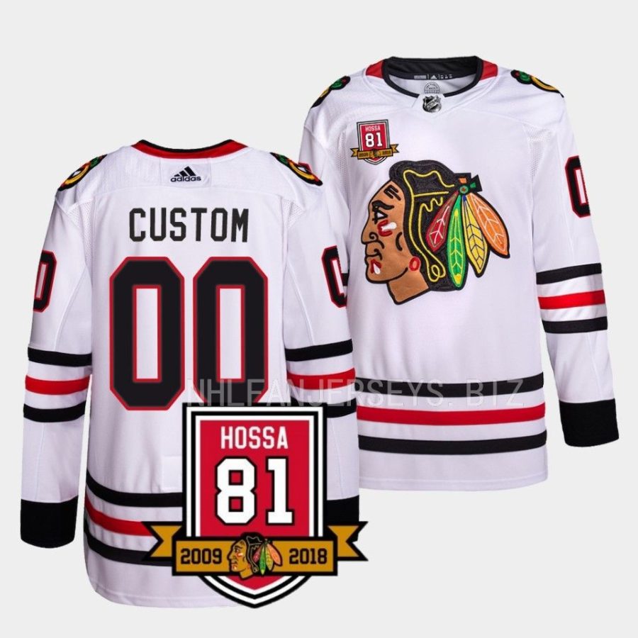 custom blackhawks white retirement 81hossa patch authentic jersey