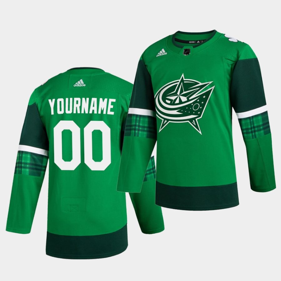 custom blue jackets 2020 st. patricks day green jersey