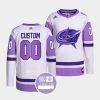 custom blue jackets purple white hockey fights cancer authentic pro jersey