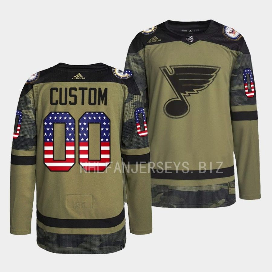 custom blues camo 2022veterans day warmup jersey