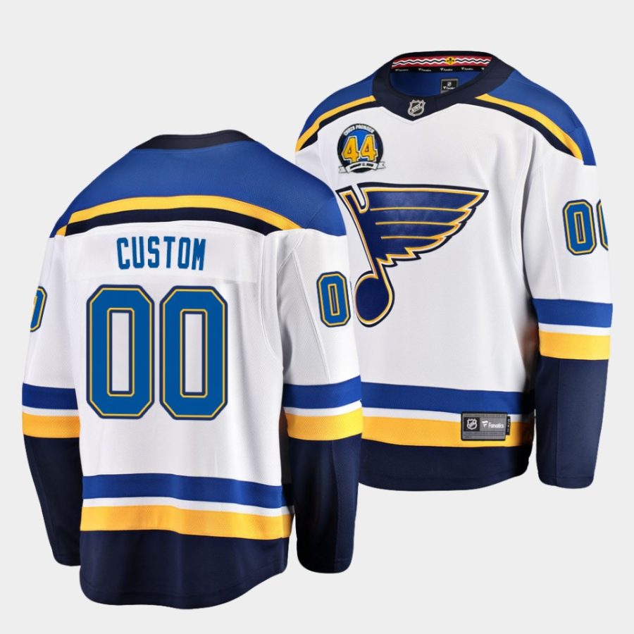 custom blues white 44 chris pronger patch away jersey