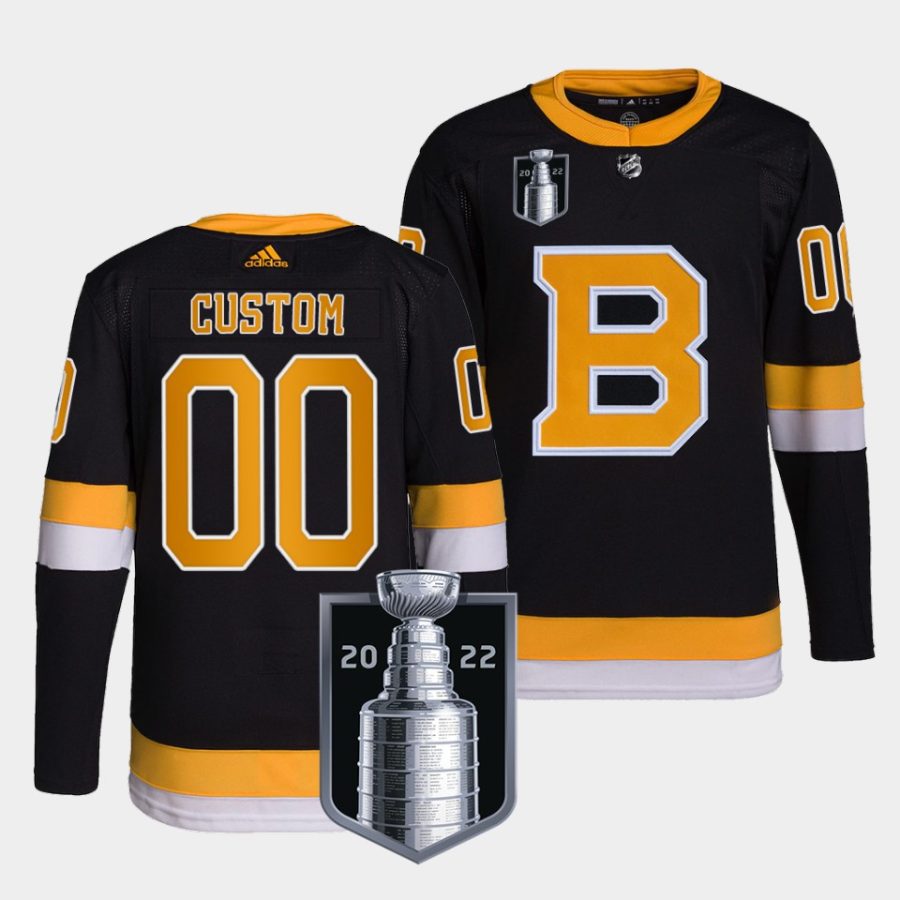 custom bruins 2022 stanley cup playoffs black authentic pro men jersey