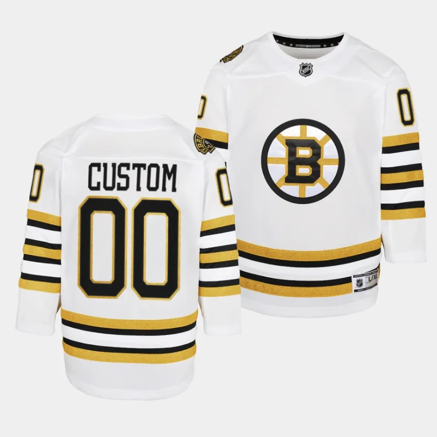 custom bruins 2023 24100th anniversary youth white jersey