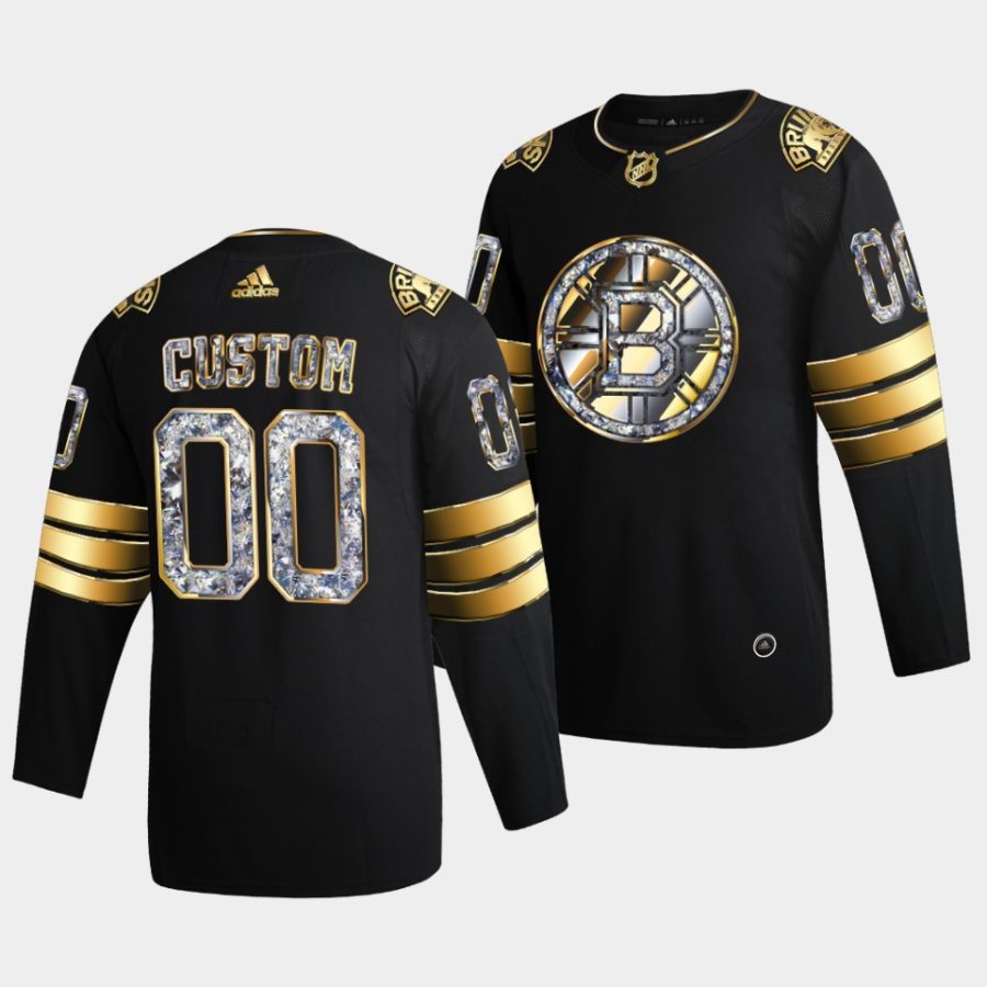 custom bruins black 2022 stanley cup playoffs diamond edition jersey