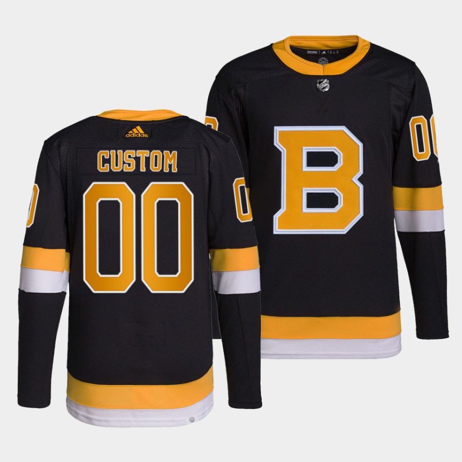 custom bruins black primegreen authentic home jersey