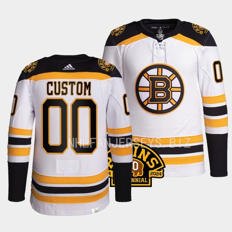 custom bruins white 2023 24100th centennial authentic pro jersey