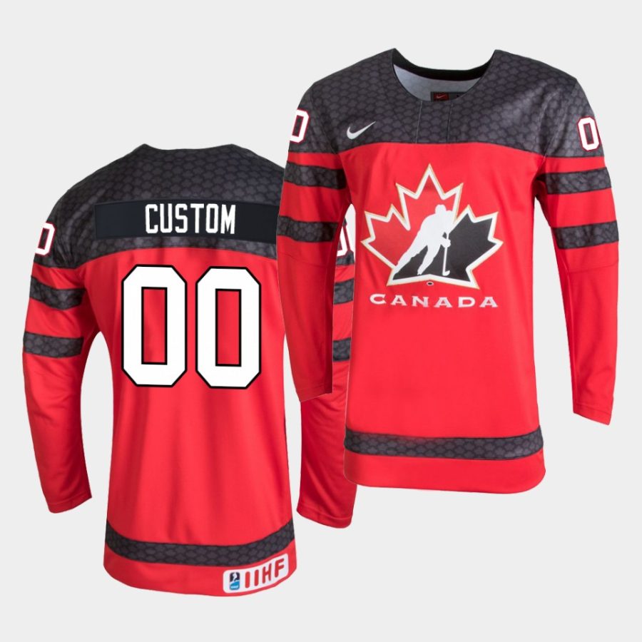 custom canada 2021 iihf world championship away red jersey