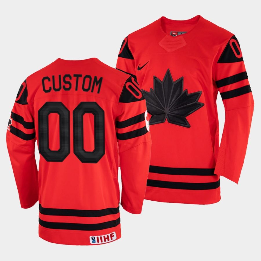 custom canada 2022 iihf world championship away red jersey