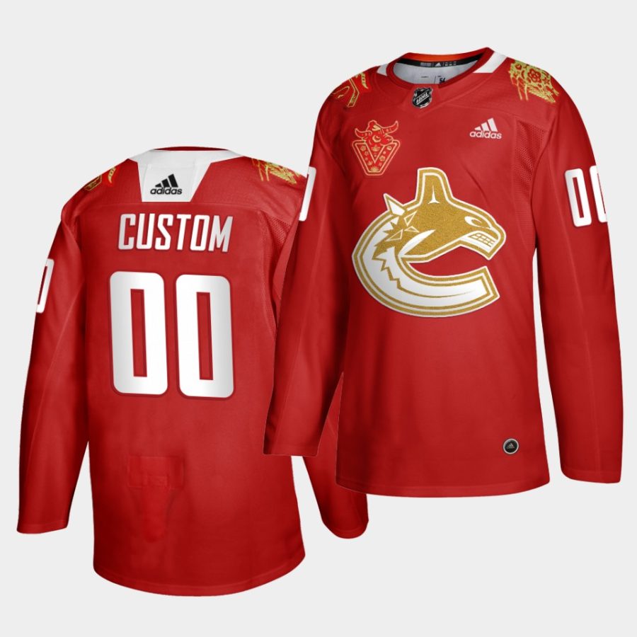 custom canucks 2021 chinese new year red jersey