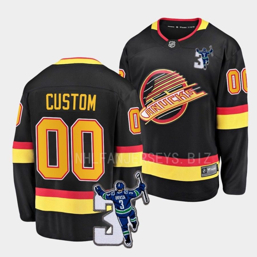 custom canucks black kevin bieska patch throwback jersey