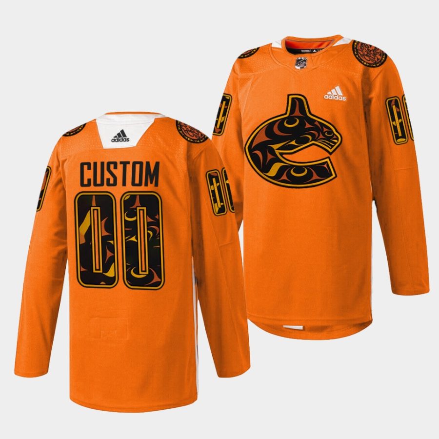 custom canucks every child matters 2022 first nations night orange jersey