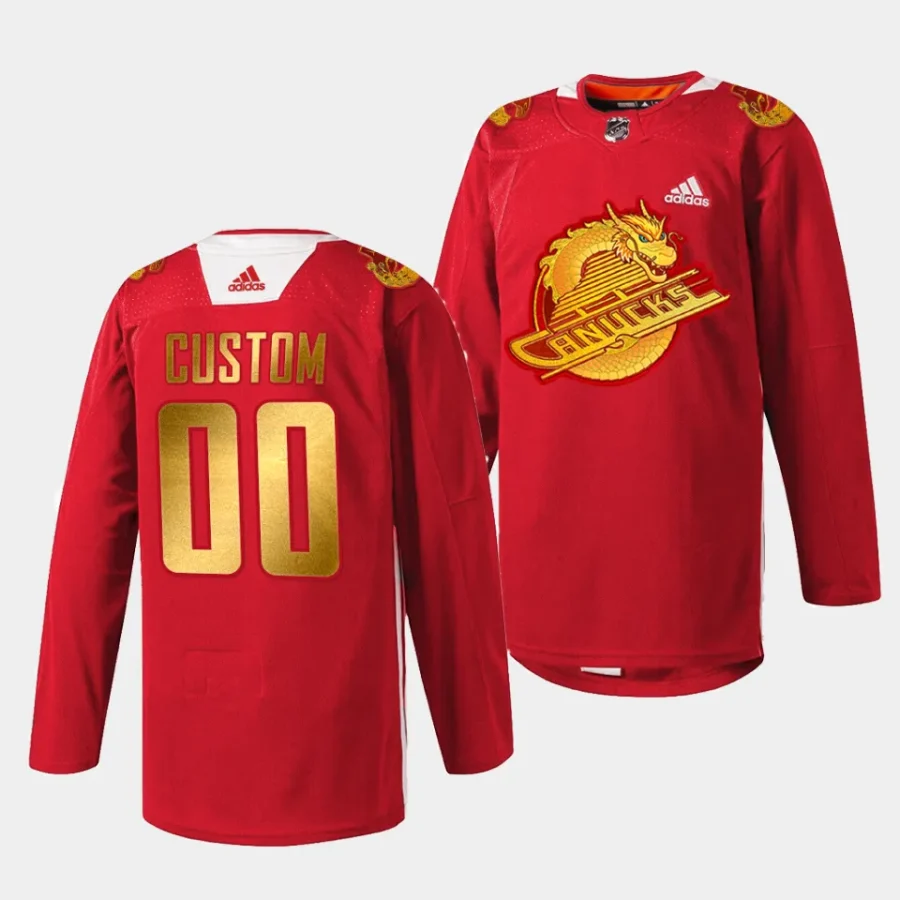 custom canucks red 2024 lunar new year jersey