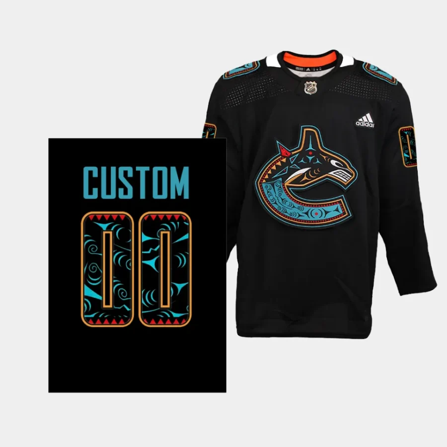 custom canucks special edition first nations 2023 black jersey