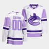 custom canucks white 2021 hockeyfightscancer special warm up jersey