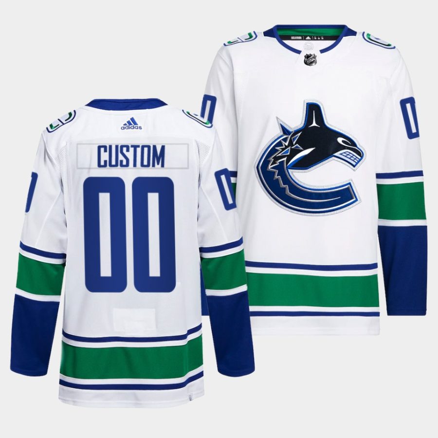 custom canucks white away primegreen authentic pro jersey