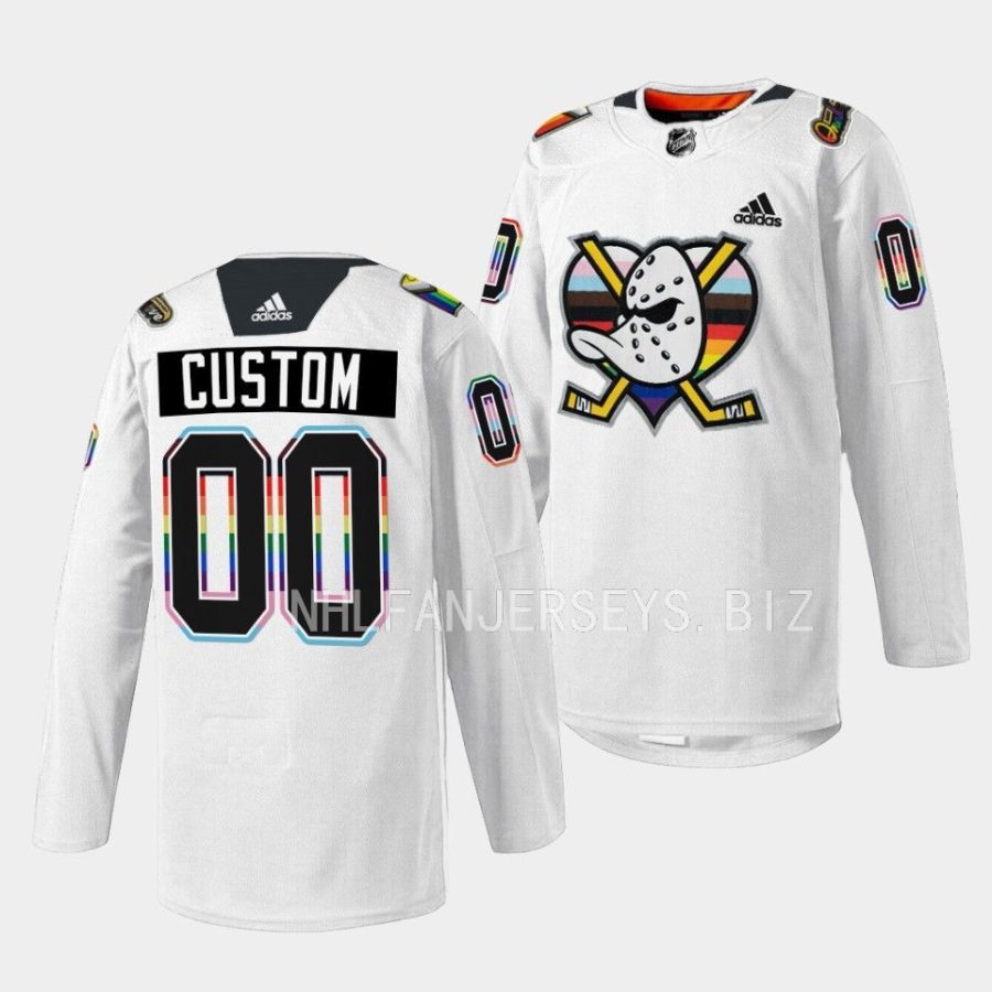 custom ducks warm up pride night 2023 white jersey