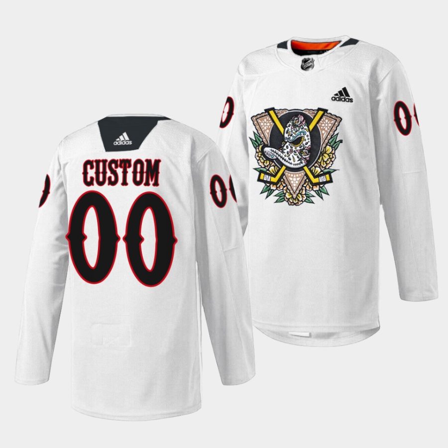 custom ducks warmup 2022dia de muertos night white jersey