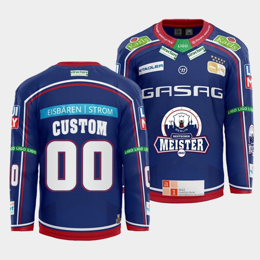 custom eisbaren berlin blue 2022home hockey menjersey