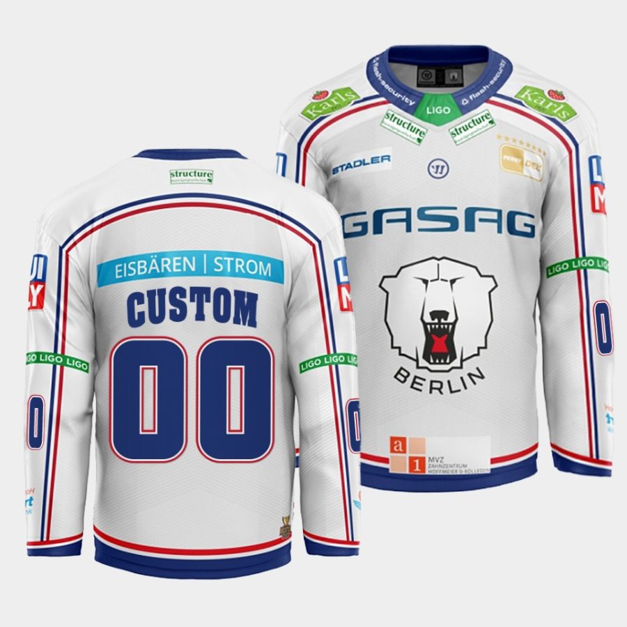 custom eisbaren berlin white 2022away hockey menjersey