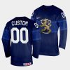 custom finland 2022 iihf world championship away navy jersey