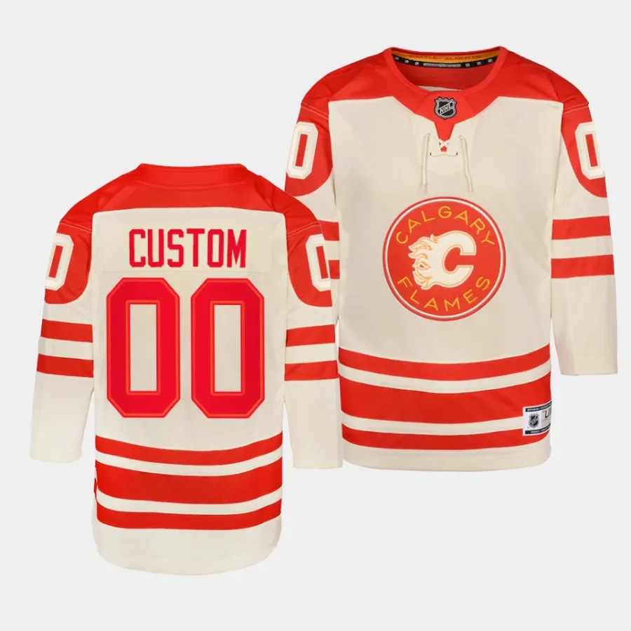 custom flames 2023 nhl heritage classic youth cream jersey