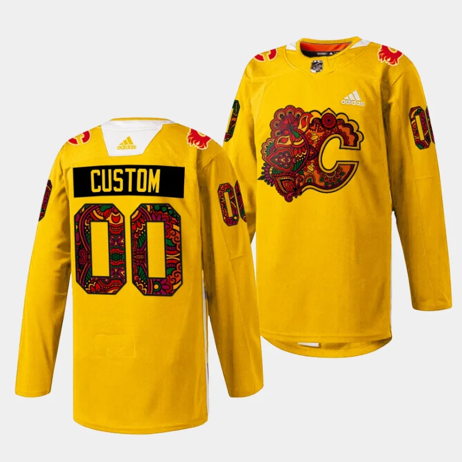 custom flames gold 2024south asian celebration holi jersey