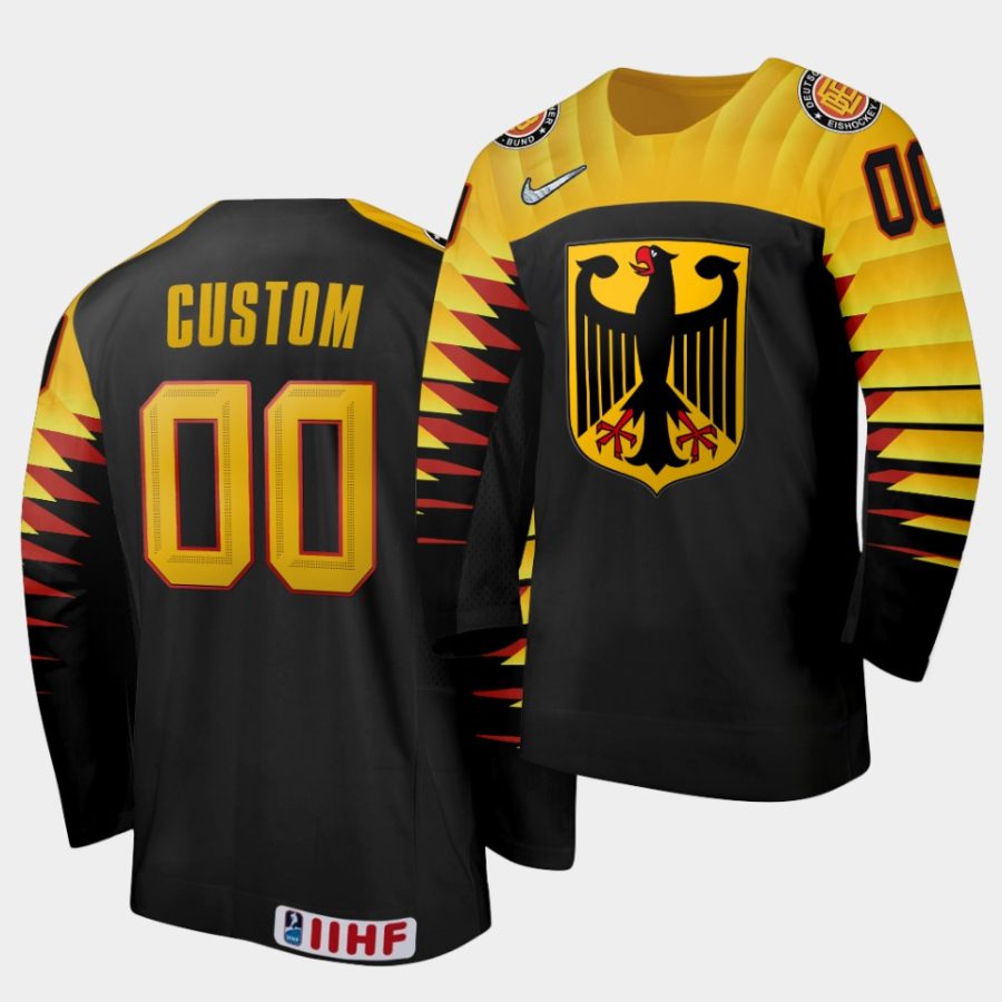 custom germany 2020 iihf world ice hockey black jersey