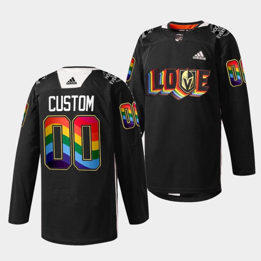 custom golden knights rainbow practice lgbtq pride night 2022 black jersey