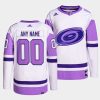 custom hurricanes white purple hockeyfightscancer primegreen authentic jersey