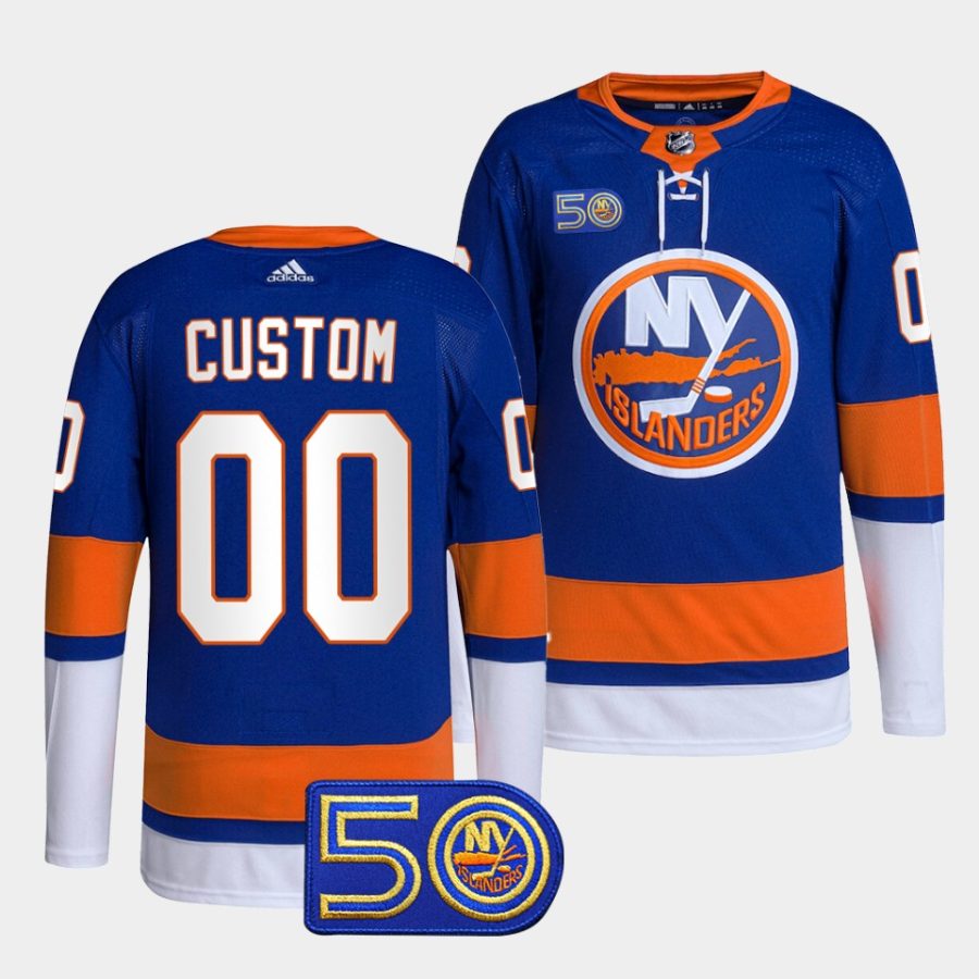 custom islanders royal 50th anniversary primegreen home jersey