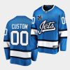 custom jets blue 10th anniversary honor hawerchuk jersey