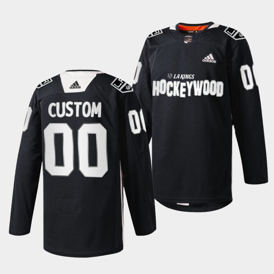 custom la kings warm up 2022hockey wood black jersey