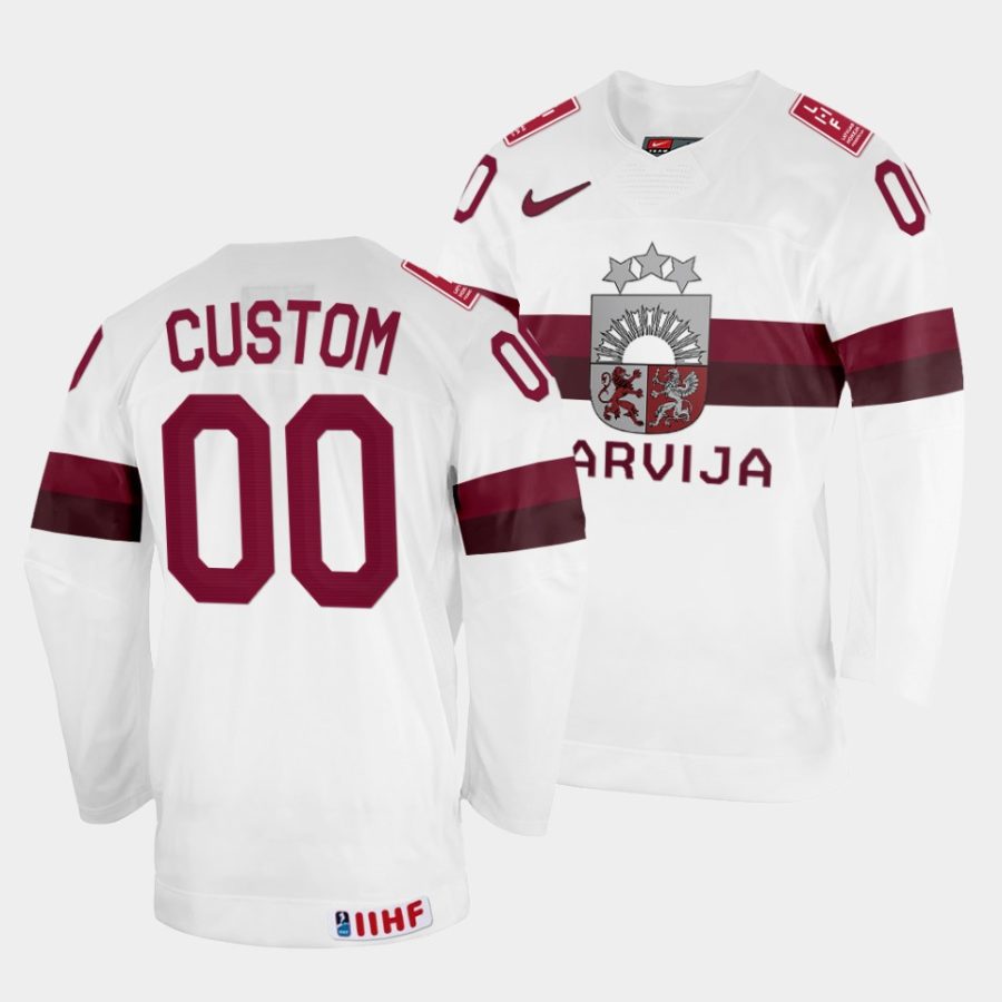 custom latvijas 2022 iihf world championship home white jersey