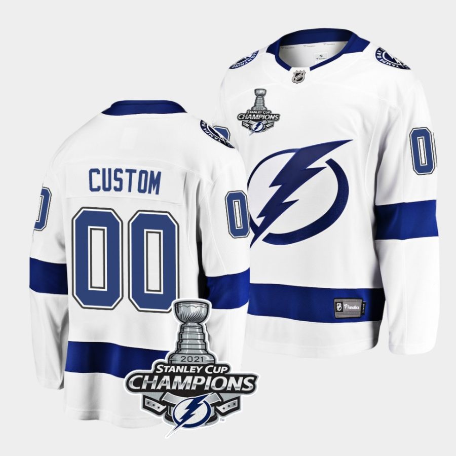 custom lightning 2021 stanley cup champions white away youth jersey