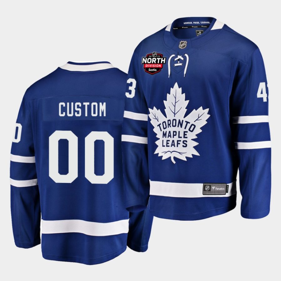 custom maple leafs blue 2021 north division patch home jersey