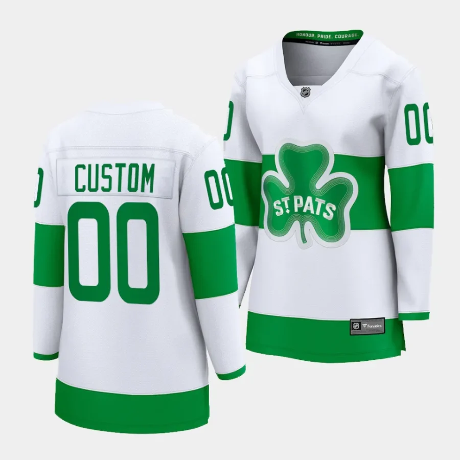 custom maple leafs white 2024 st. patricks alternate premier womenjersey