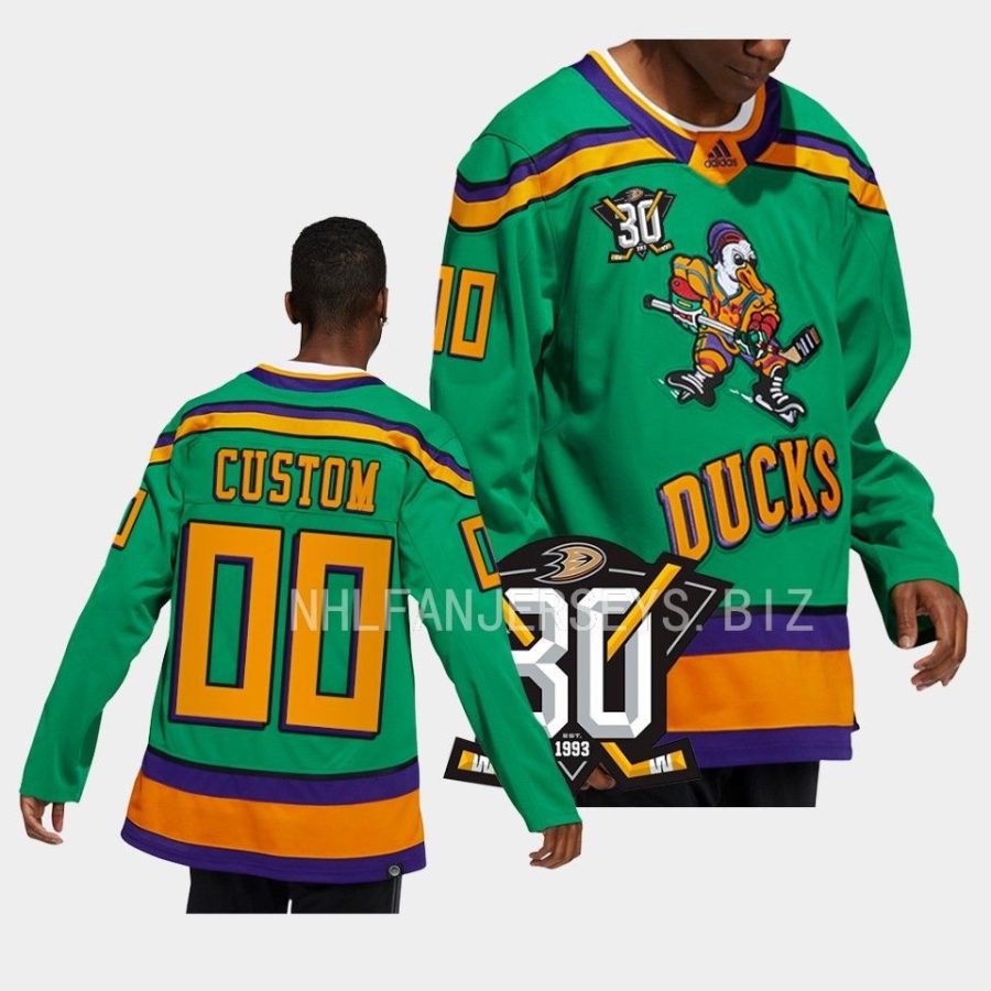 custom mighty ducks green 2023 2430th anniversary throwback jersey