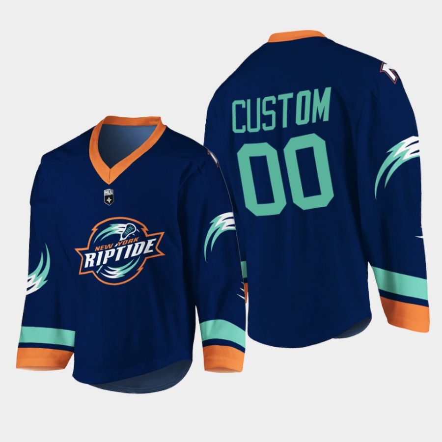 custom new york riptide 2022hockey navy replica jersey