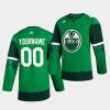 custom oilers 2020 st. patricks day green jersey