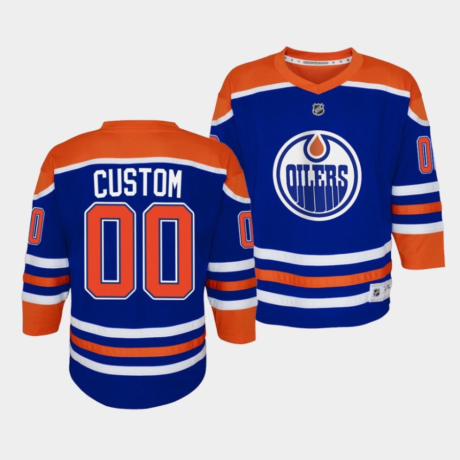 custom oilers 2022 23home youth royal jersey