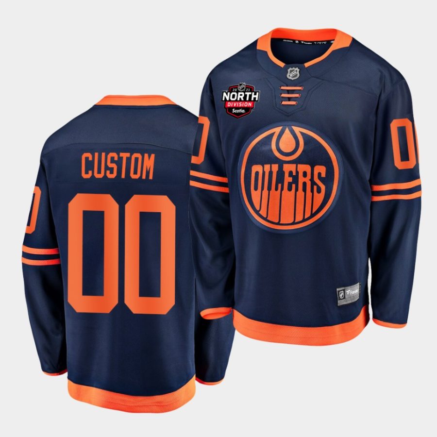 custom oilers navy 2021 north division patch alternate jersey