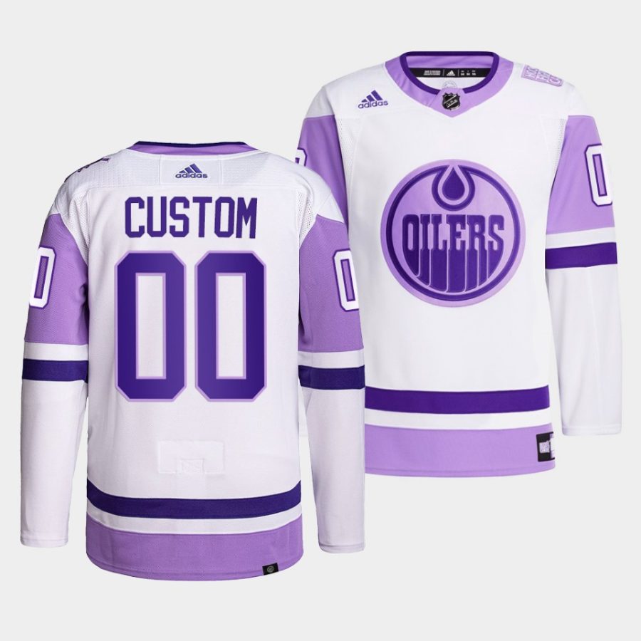 custom oilers white 2021 hockeyfightscancer primegreen jersey