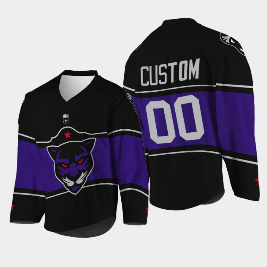 custom panther city lacrosse club 2022hockey black replica jersey