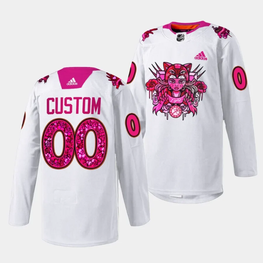 custom panthers white 2023pink in the rink limited jersey