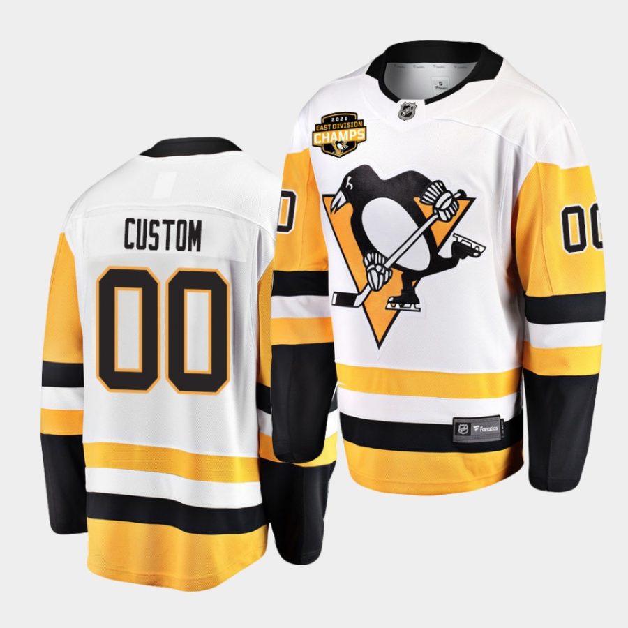 custom penguins 2021 east division champions white jersey